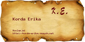 Korda Erika névjegykártya